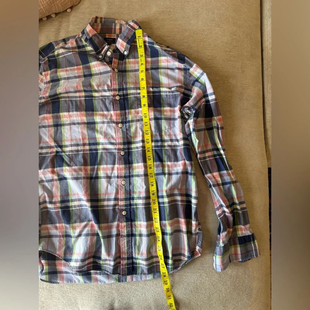 J.Crew Men’s Summer Plaid Button Down Shirt Large Cotton Casual Preppy